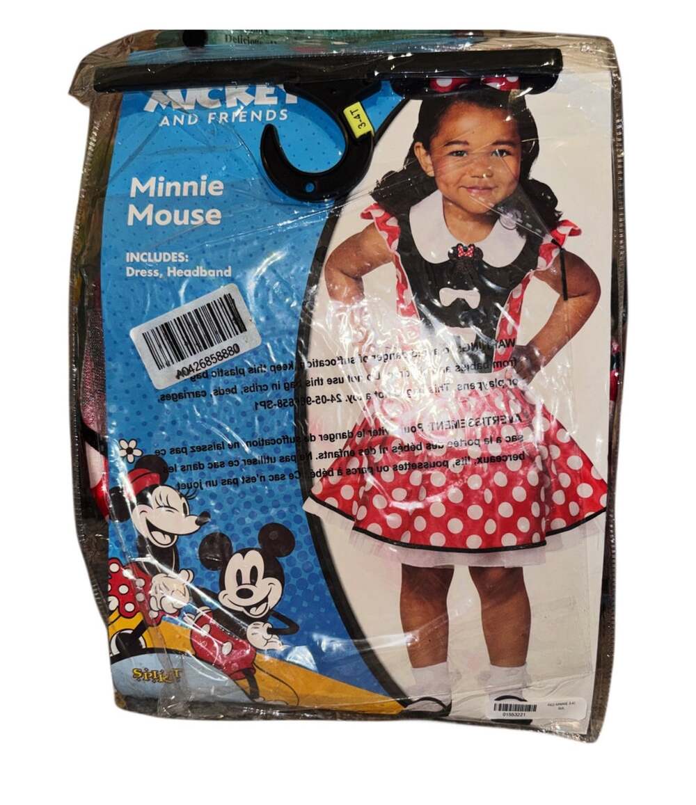 Mickey & Friends Red Polka Dot Minnie Mouse Costume Dress 3t-4t Spirit Halloween